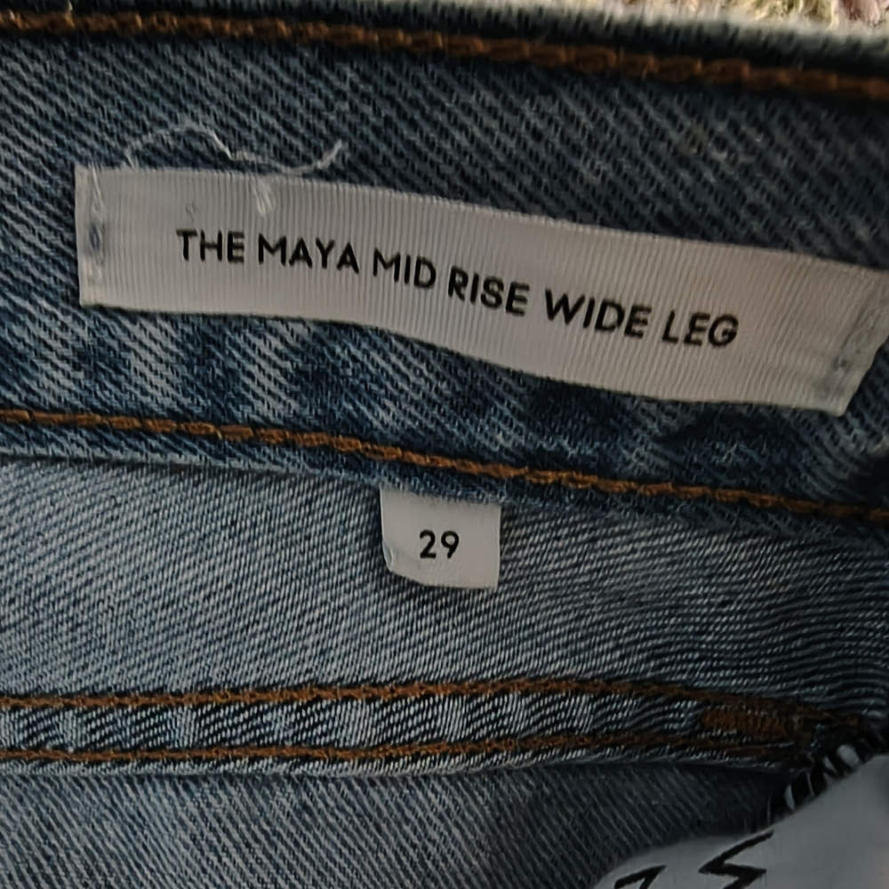 Denim Forum Maya Mid-Rise Wide Leg Light Wash Organic Cotton Blue Jeans 29 - Picture 8 of 9